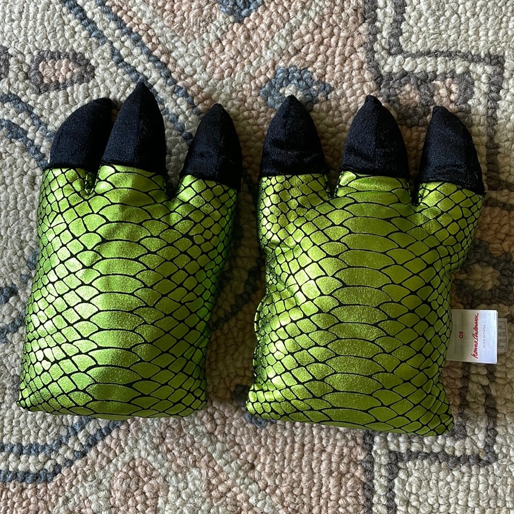 Hanna Anderson Halloween costume metallic green dragon claws
